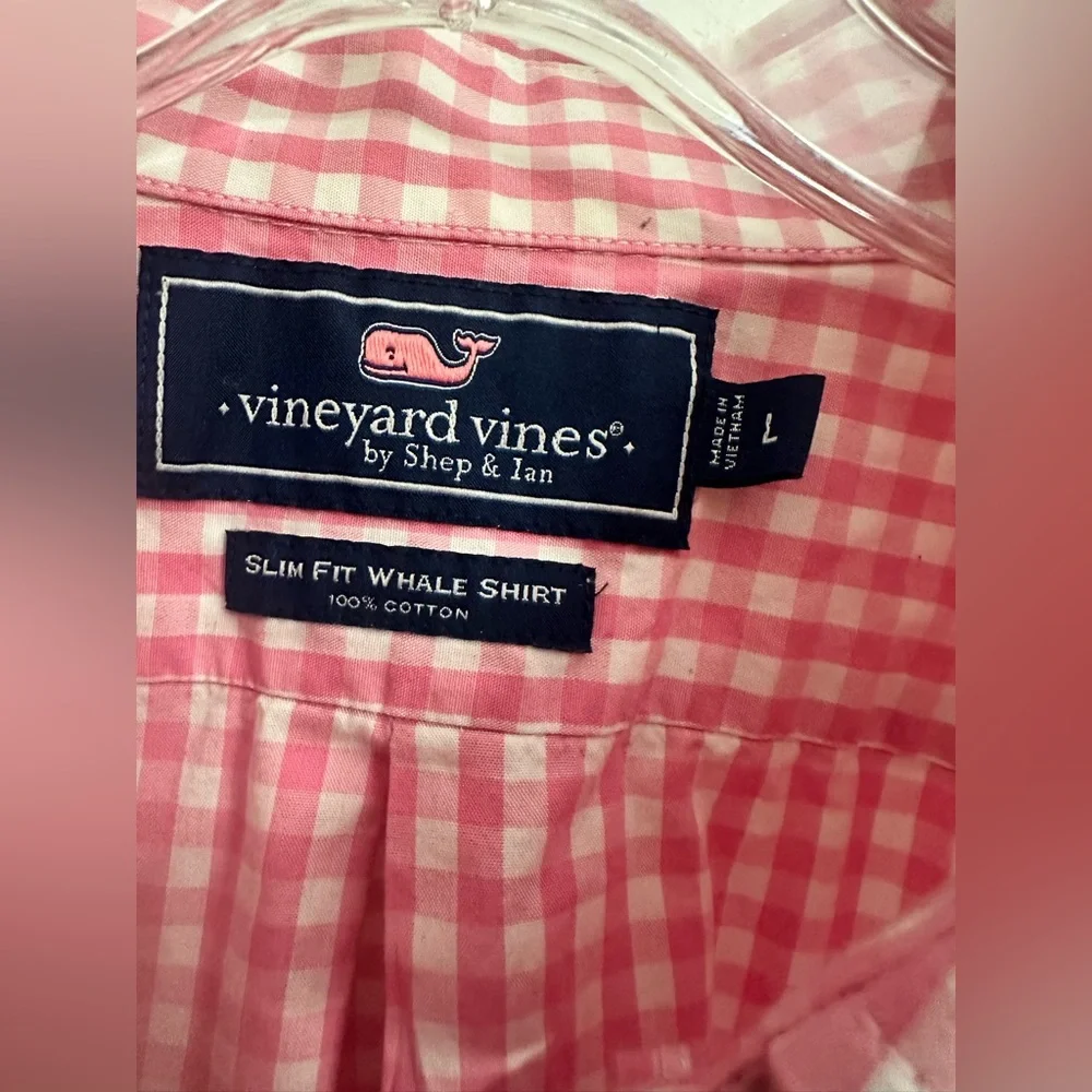Vineyard Vines Pink Gingham Slim Fit Whale Shirt - Picture 4 of 9